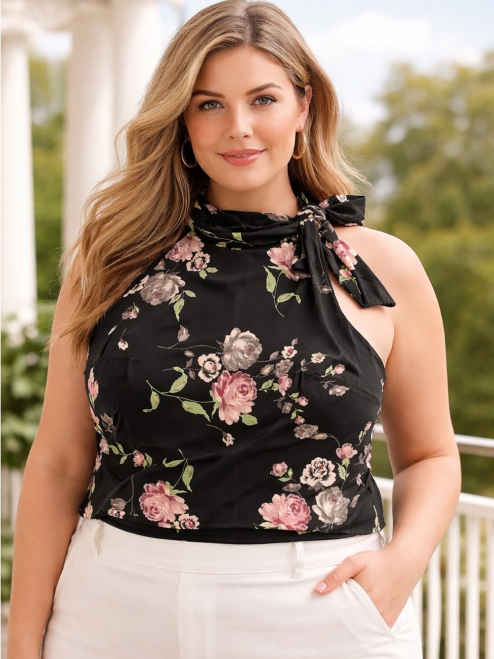 ✨Lauren Ralph Lauren Blouse Black Floral Size 14w